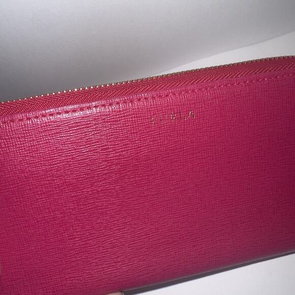 Furla XL Genuine Leather Babylon Continental Zip-around Wallet Color: Pink red - Picture 2 of 14